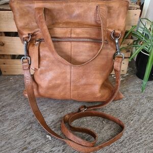 latico Brown Leather Tote with Crossbody Strap